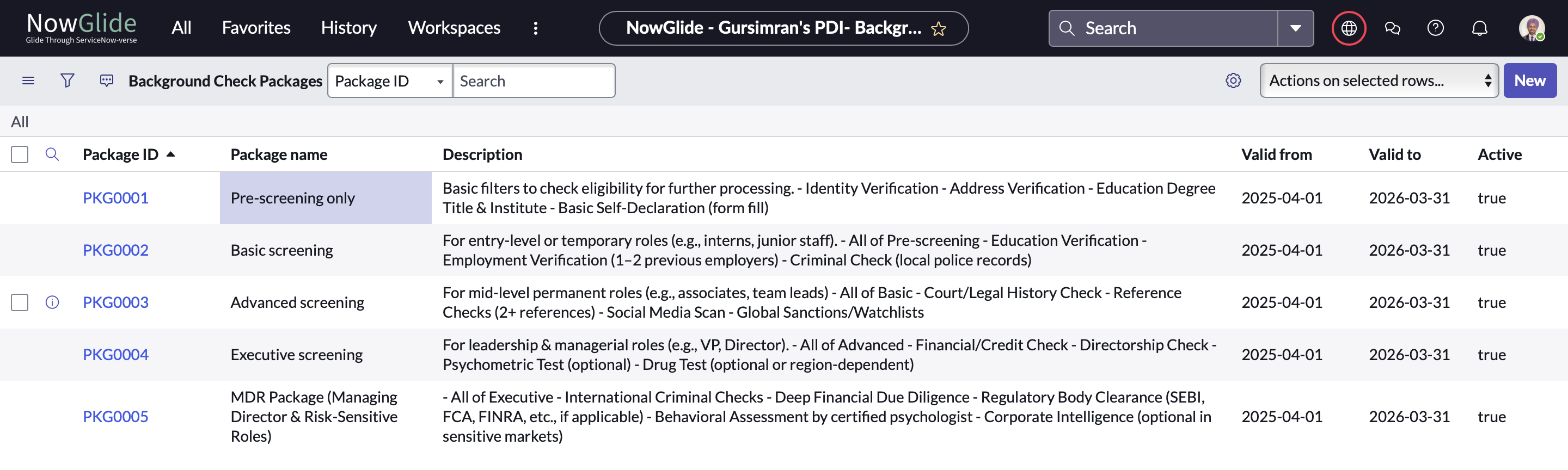 ServiceNow HRSD BGS Packages