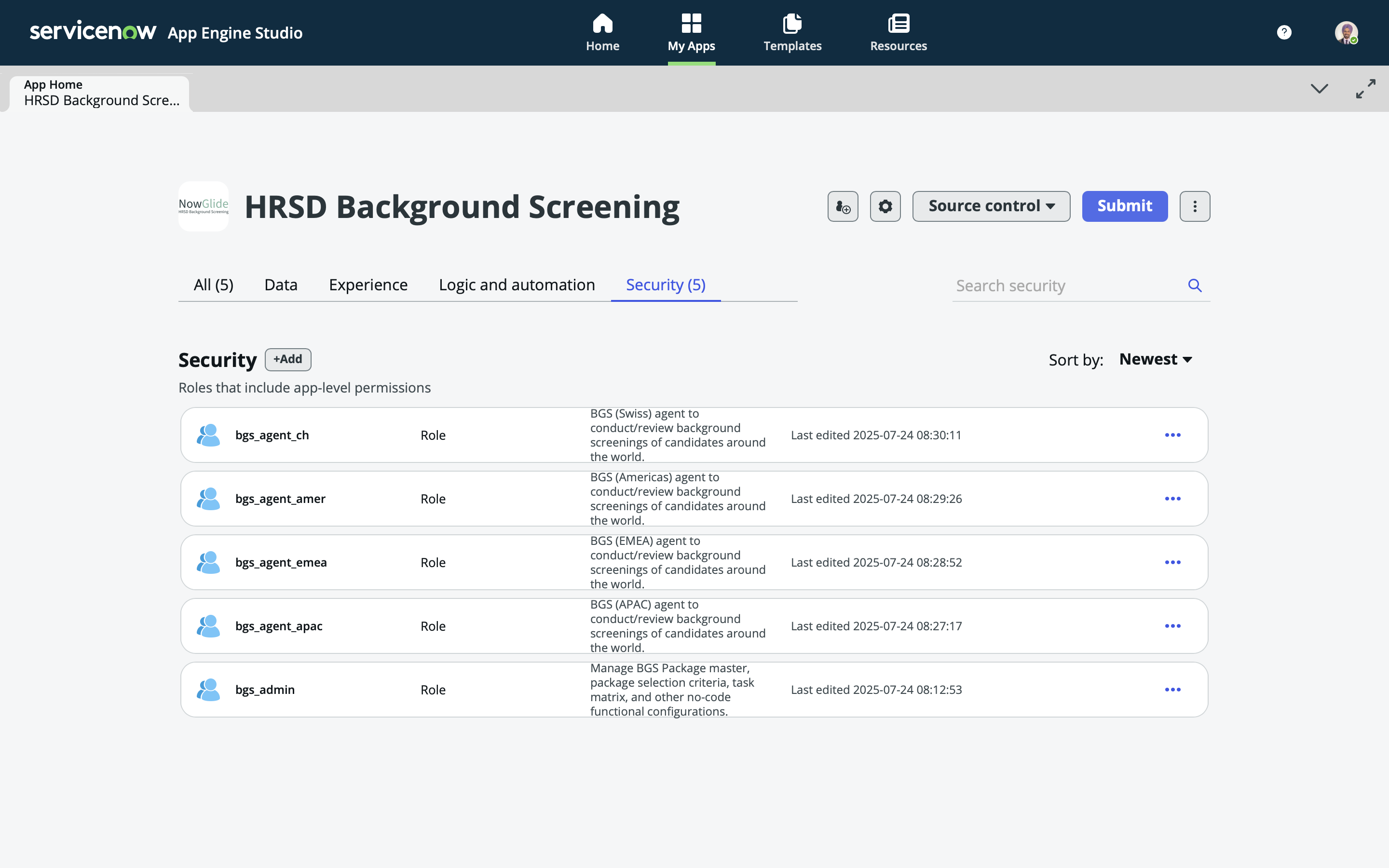 ServiceNow create new roles